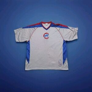 MAJESTIC Chicago Cubs Gray Patched‎ Sewn Pullover Jersey Shirt Men's Size XL